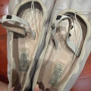 Valentino Taupe Studded Flats